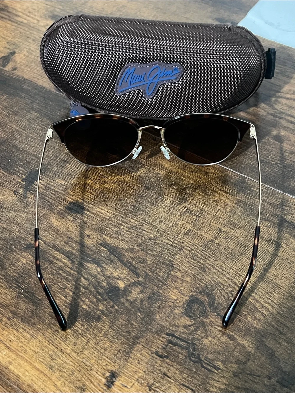 Maui Jim MJ330-10 55[]18 Tortoise & Gold Half-Rim Sunglasses with Black Lenses